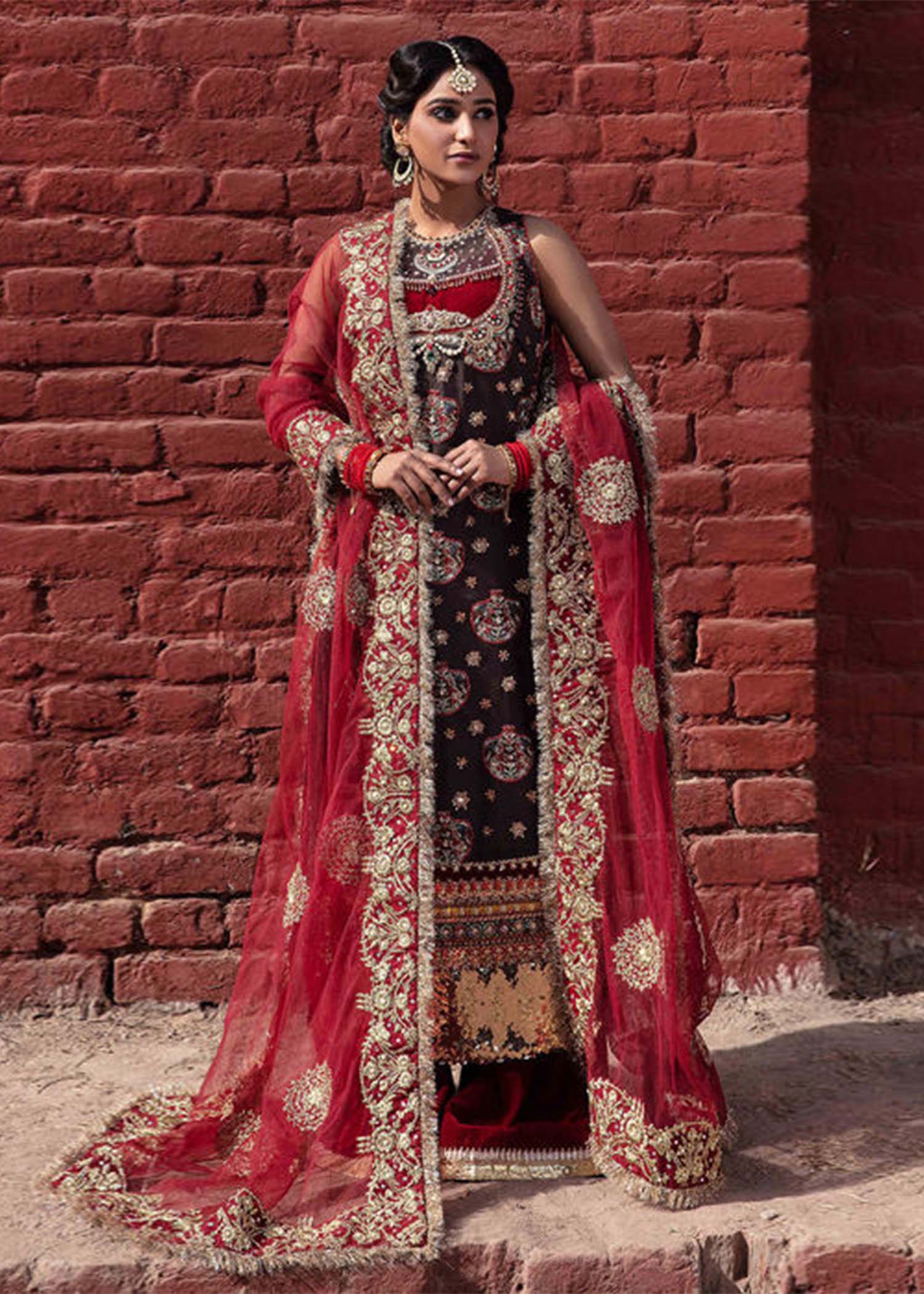 Pakistani Bridal long Trail Lehenga with Embroidered Kurti Collection -